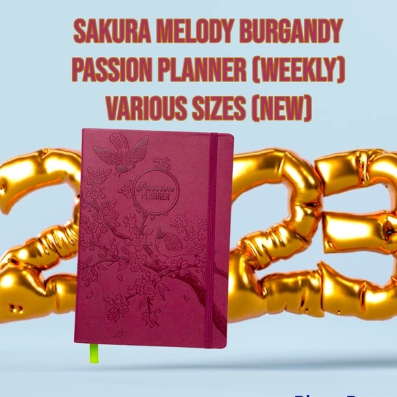 NEW!! WEEKLY 2023 A PASSION PLANNER SAKURA MELODY BURGANDY - Picture 2 of 8